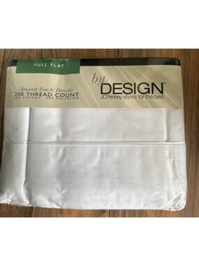 Deadstock Vintage JCPenney Design White Full Flat Sheet 200 TC Percale NOS